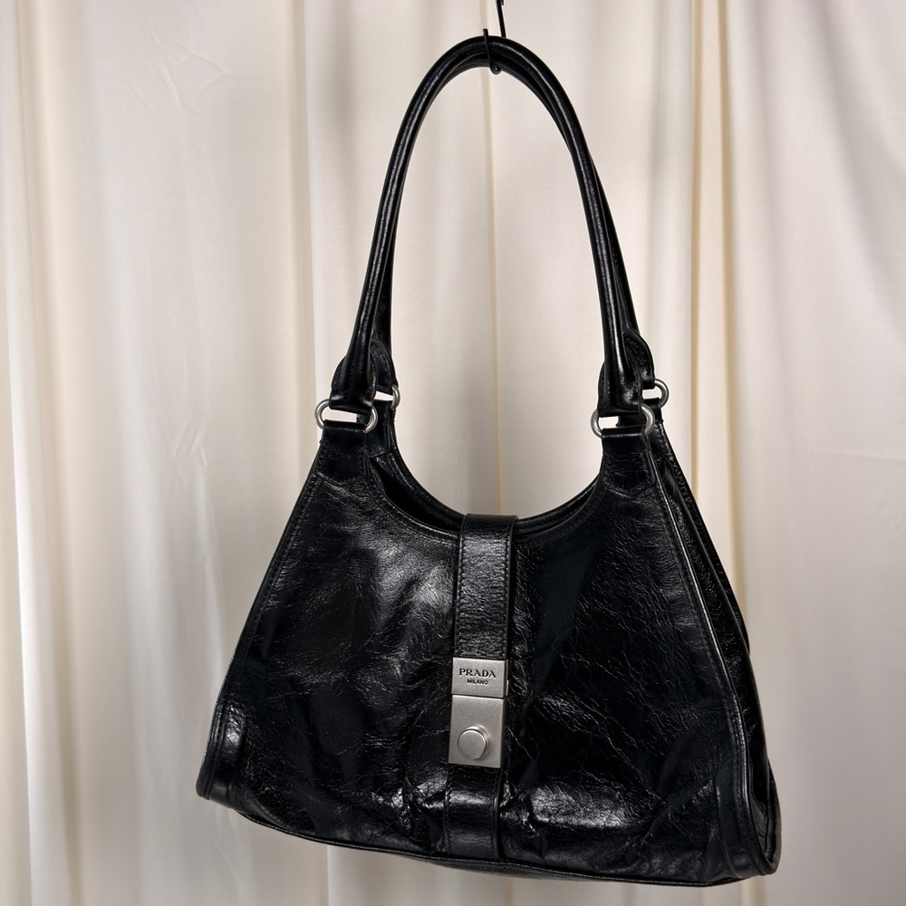Prada Black Patent Leather Shoulder Bag